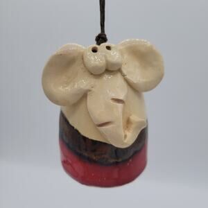 Monika Tecza Stoneware Elephant Bell Christmas Ornament